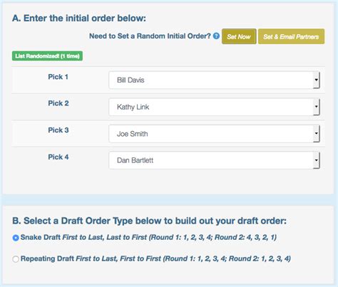 online draft order generator